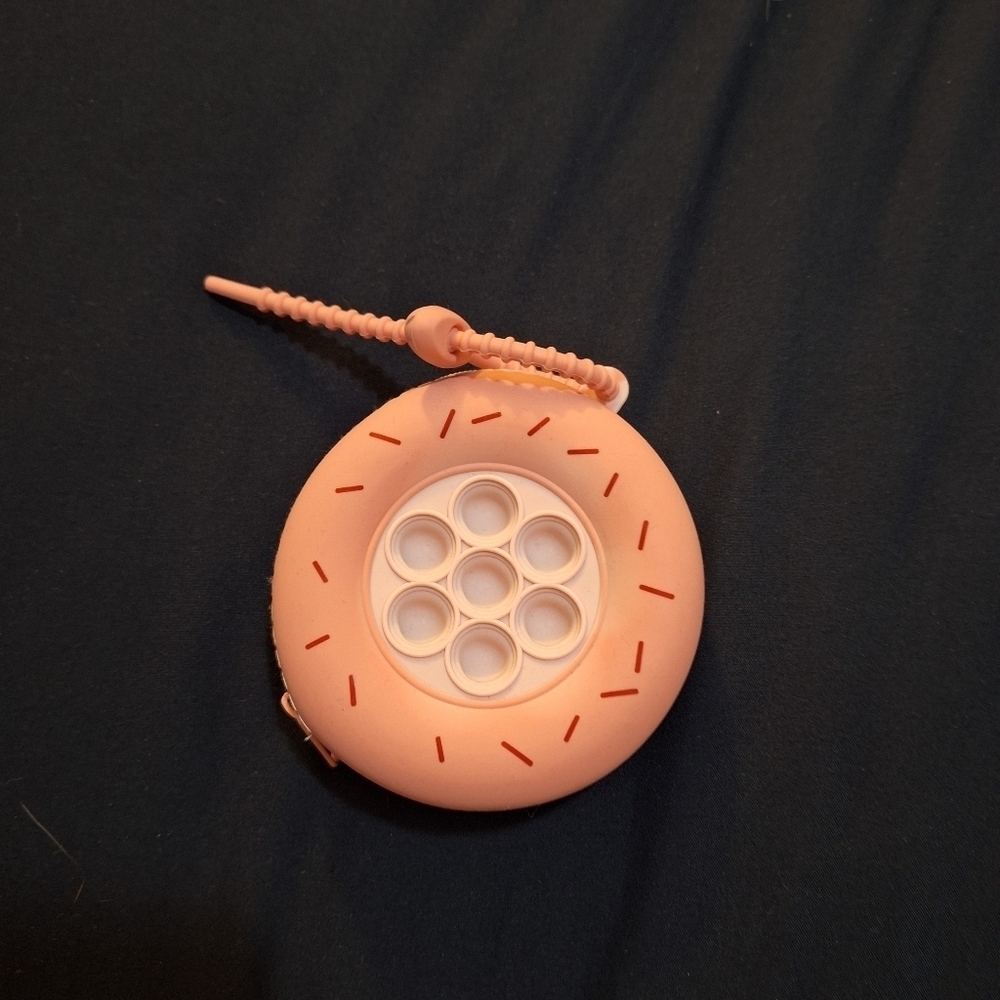 Pink Donut Pop It Keychain Coin Purse